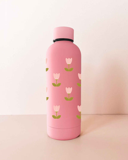 Bouteille en acier inox 17oz - rose framboise Tulipes roses