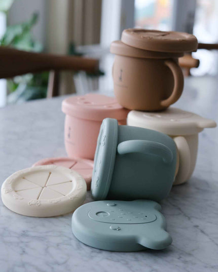 Tasse d'apprentissage 2 en 1 pour collation et liquide
