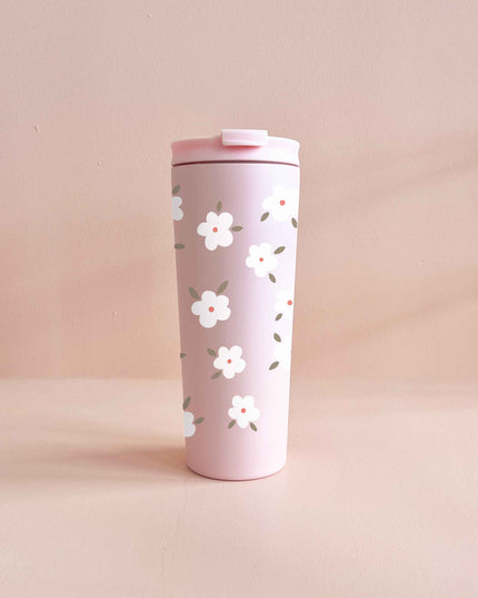 Gobelet isotherme 24oz - rose Fleurs d'hiver
