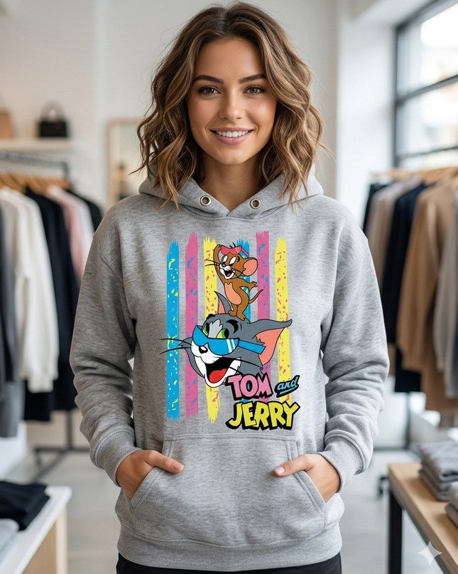 Hoodie Tom et Jerry — vue de face, L'Atelier 9¾
