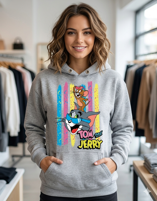 Hoodie Tom et Jerry — vue de face, L'Atelier 9¾