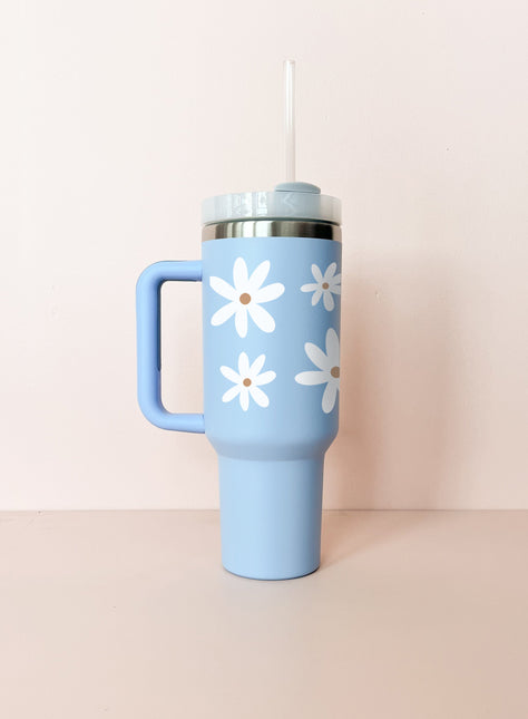 Gobelet isotherme 40oz - bleu Marguerites - L'atelier 9¾