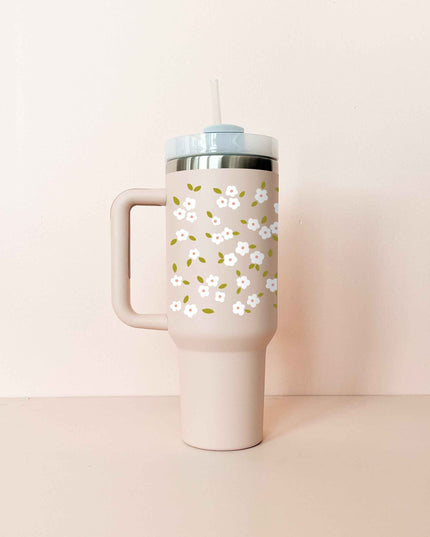 Gobelet isotherme 40oz - rose pâle Bloom blanc