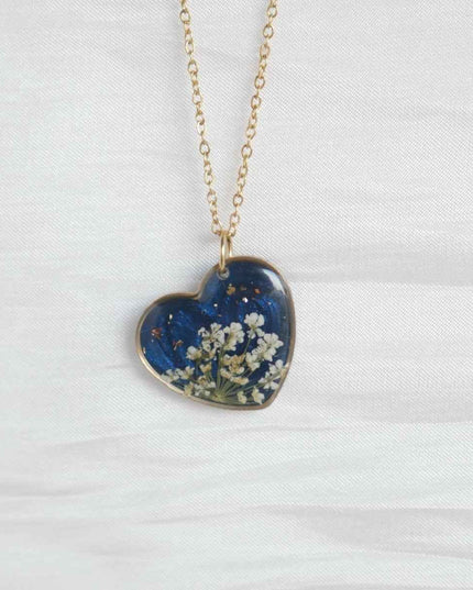 Collier céleste - fleurs de carottes coeur 20mm