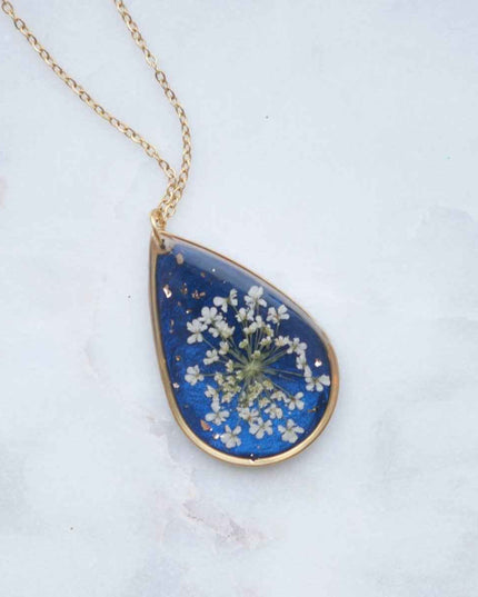 Collier céleste - fleurs de carottes - goutte 20mm