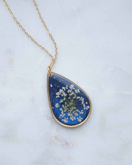 Collier céleste - fleurs de carottes - goutte 20mm