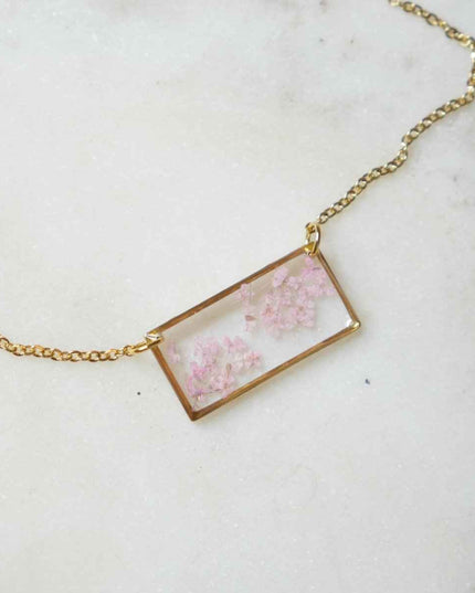 Collier Estelle rose - rectangle( moyen)