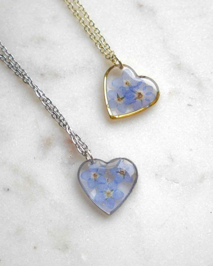 Collier Myosotis - grand coeur 20mm