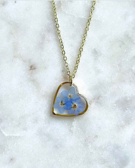 Collier Myosotis - grand coeur 20mm