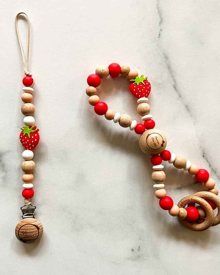 Duo attache-suce et hochet infini fraise (voir description)