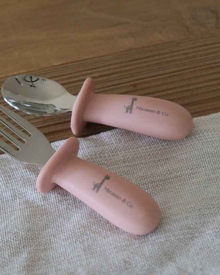 Ensemble de cuillère et fourchette en silicone et métal