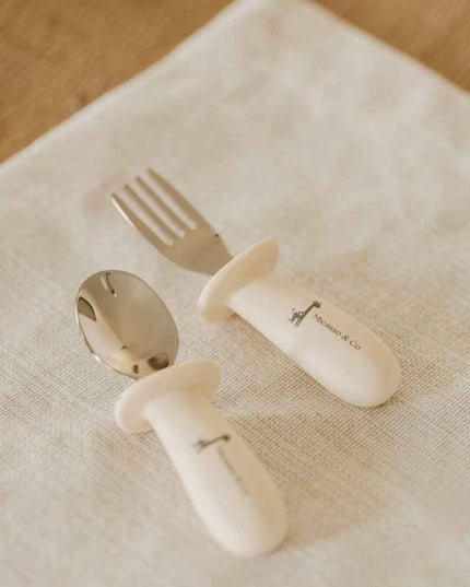 Ensemble de cuillère et fourchette en silicone et métal