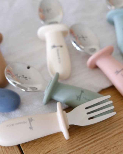 Ensemble de cuillère et fourchette en silicone et métal