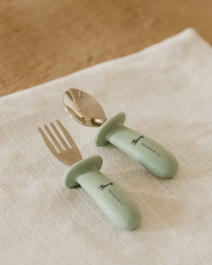 Ensemble de cuillère et fourchette en silicone et métal