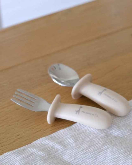 Ensemble de cuillère et fourchette en silicone et métal