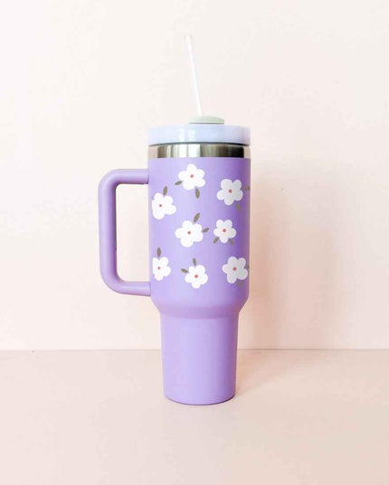 Gobelet isotherme 40oz - lavande fleurs d'hiver