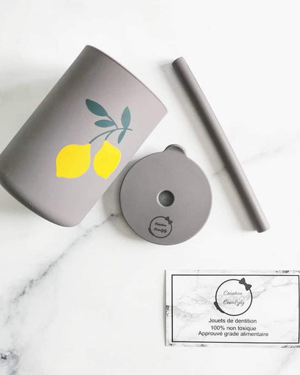Gobelets avec paille citron améliorer - L'atelier 9¾