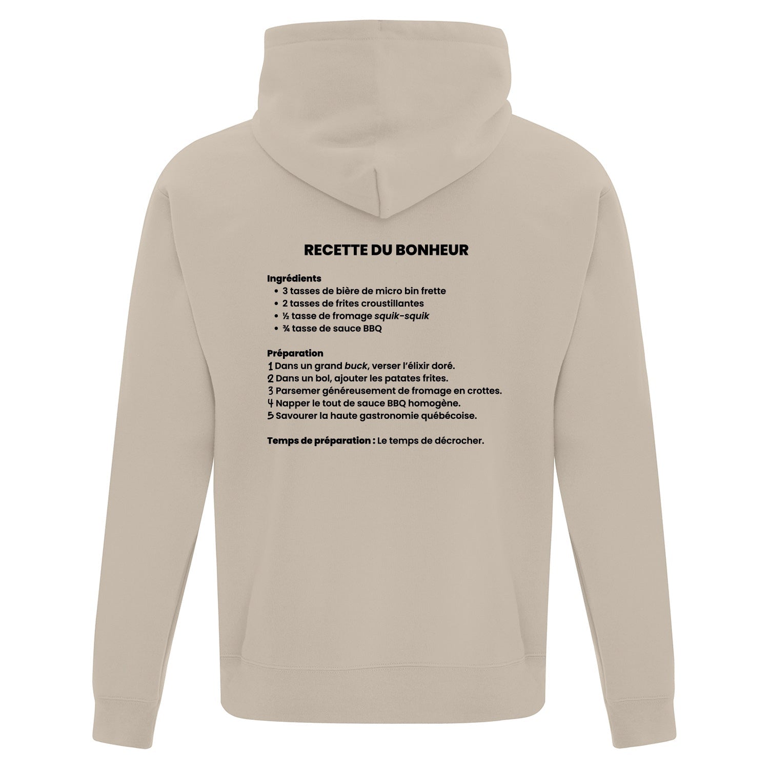 Hoodie "Recette du bonheur" imprimé