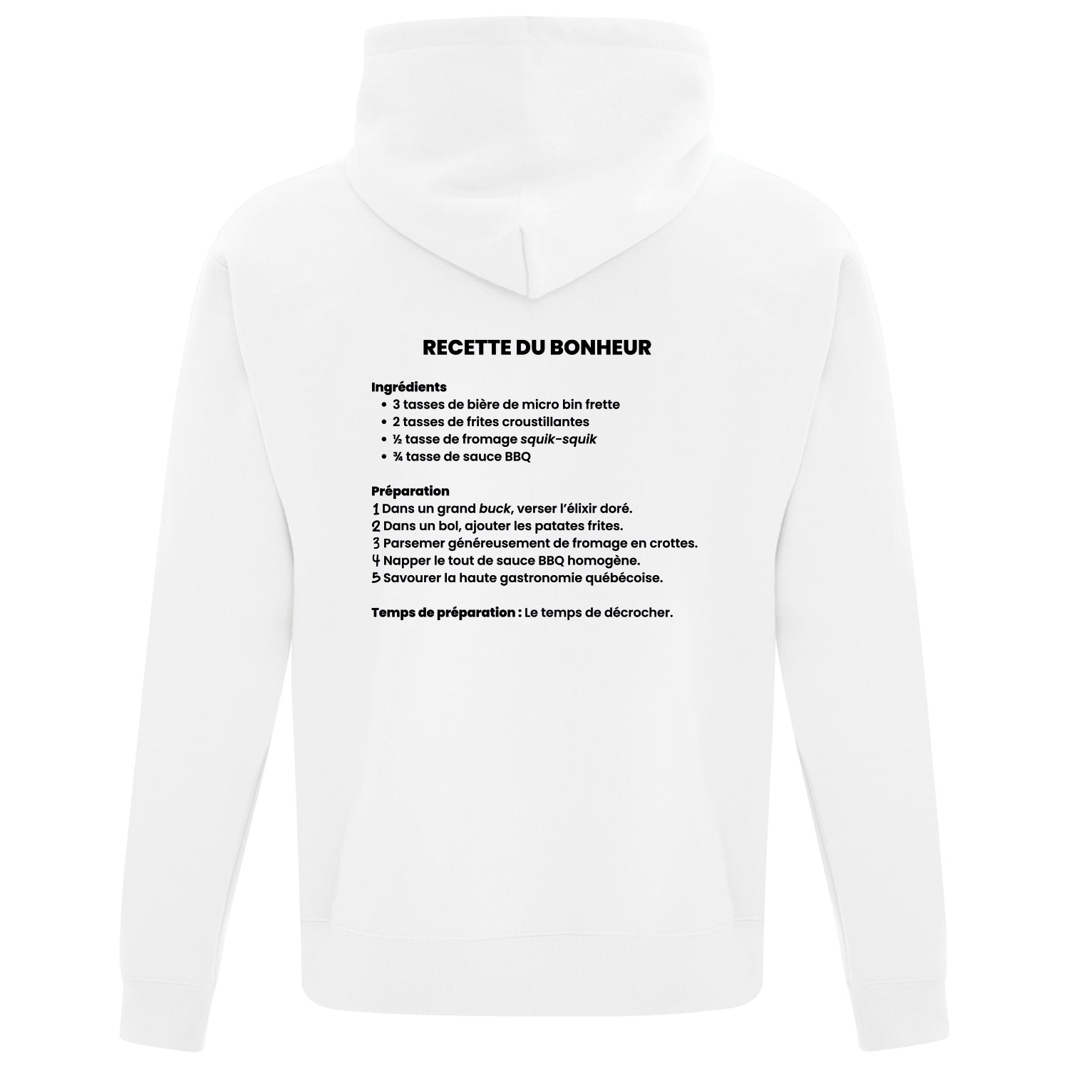 Hoodie "Recette du bonheur" imprimé
