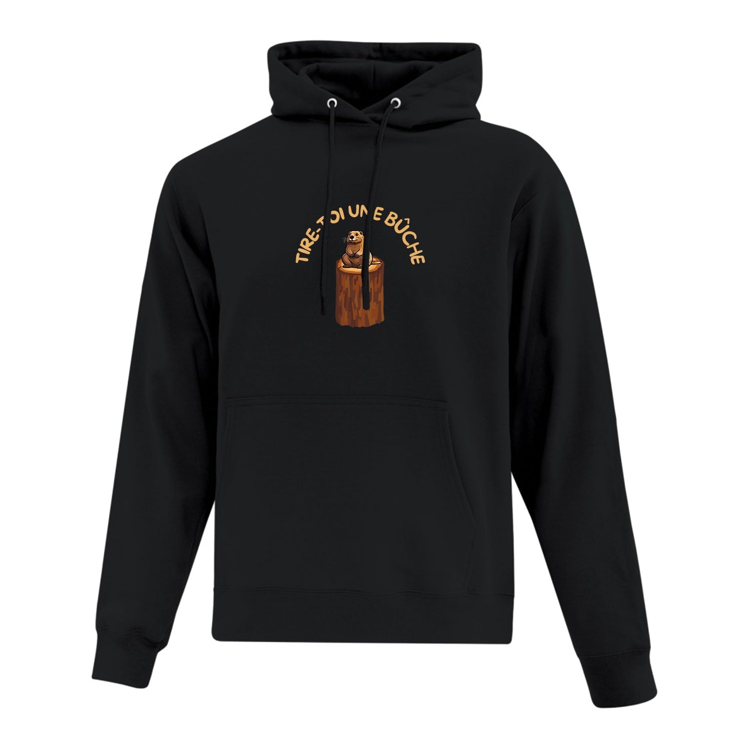 Hoodie "Tire-toi une bûche" imprimé