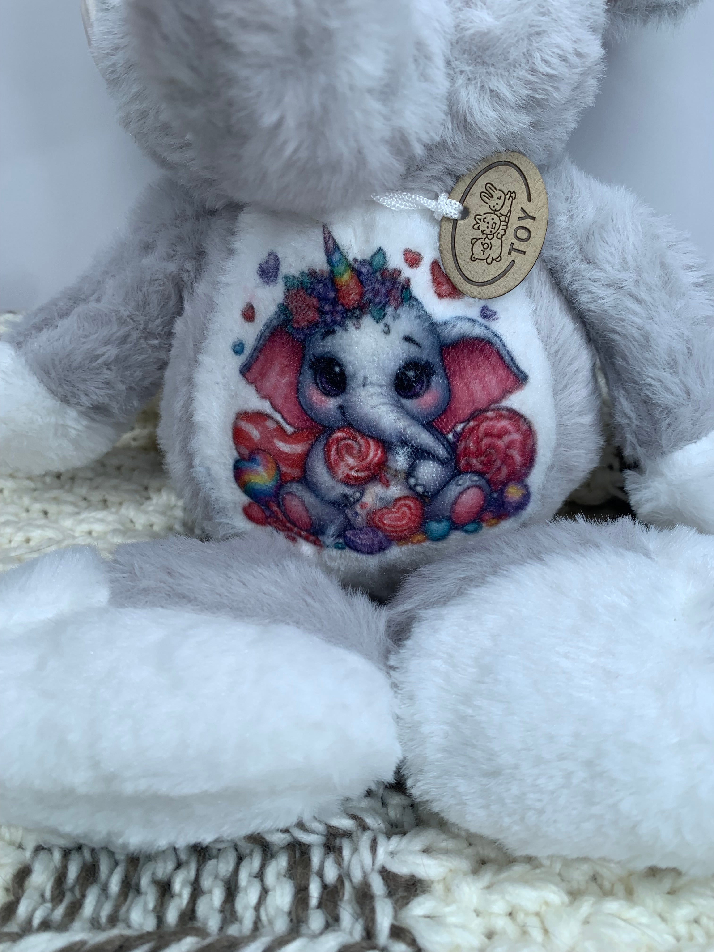 Peluche Éléphant Personnalisable - Prénom et Design - L'Atelier 9¾