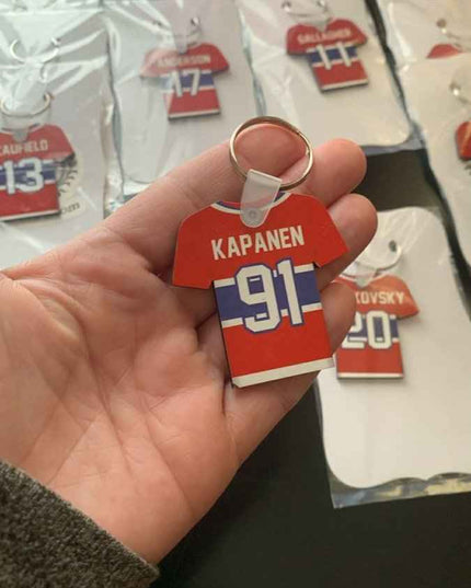 Porte-clé Chandail Hockey NHL Personnalisé - Nom et Numéro au Choix