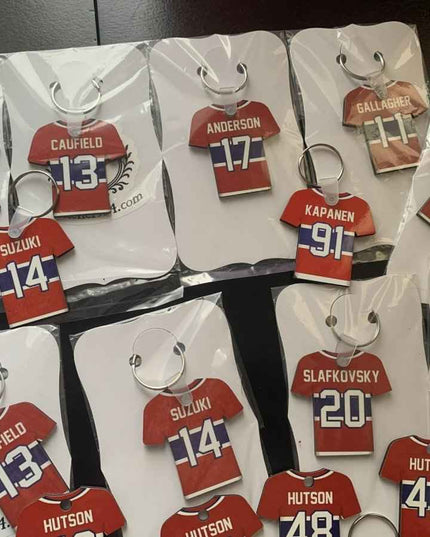 Porte-clé Chandail Hockey NHL Personnalisé - Nom et Numéro au Choix
