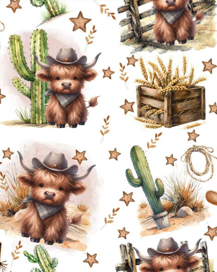 Pyjama vache highland cow-boy western