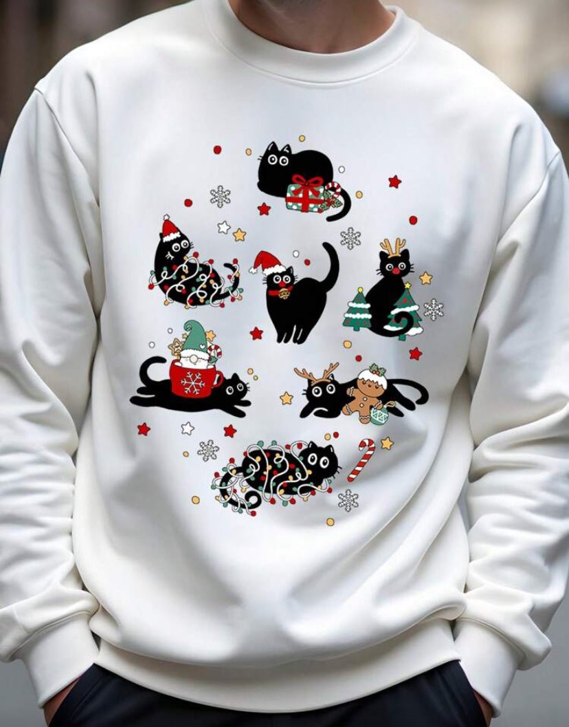 Sweat-shirt “Chats de Noël” – Fun & Magie des Fêtes - L'Atelier 9¾