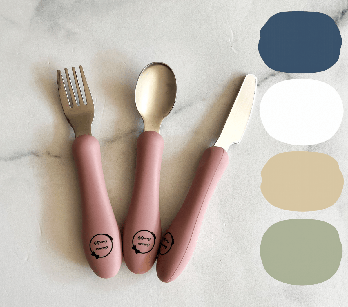 Trio d'ustensiles en acier inoxydable réutilisables, fourchette couteau cuillère zéro déchet