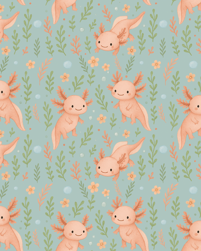 Mousseline bambou Axolove utilisée comme couverture légère pour bébé avec motif axolotl